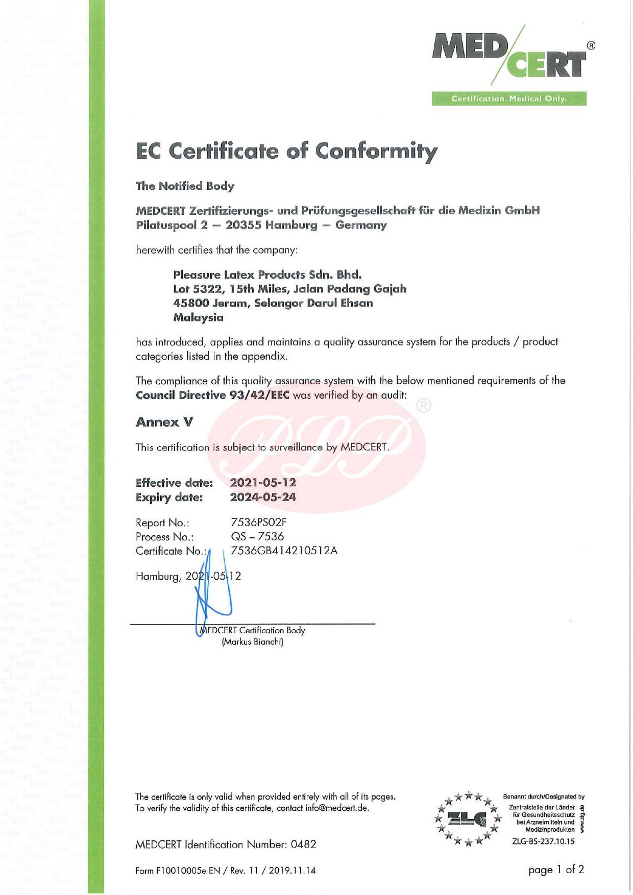 CE Mark certificate for lubricant gel